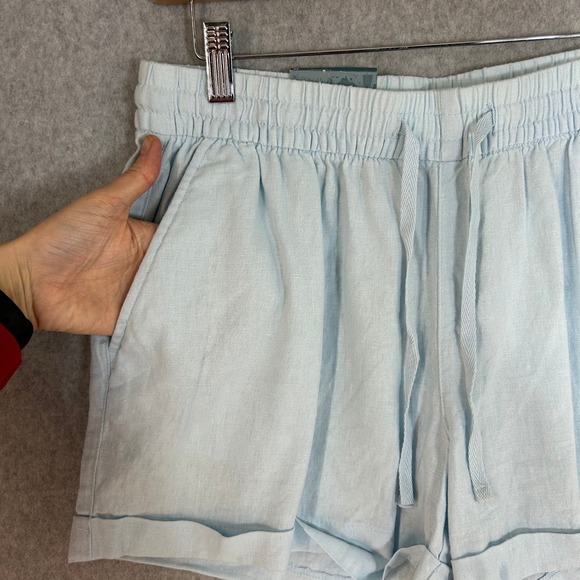 Old Navy Linen Blend Drawstring Shorts Light Blue Mid Rise Womens Sz Medium NWT - Picture 5 of 12